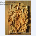 Home decoration  handmade wall hanging carved eagle   wood wall paneling in Russian market